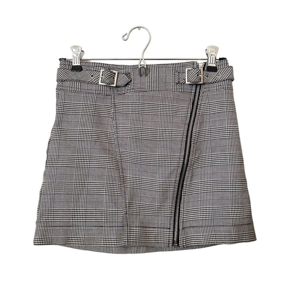 TOPSHOP Houndstooth Zippered Mini Skirt Sz 4